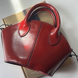 TopShop Mini Red Purse ❤️ Handle Or Removable Strap  Drawstring Tote NWT